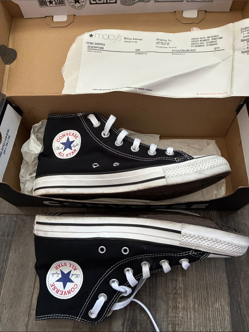 Converse Black & White Chuck Taylor All Star High Top Sneakers. Size 8